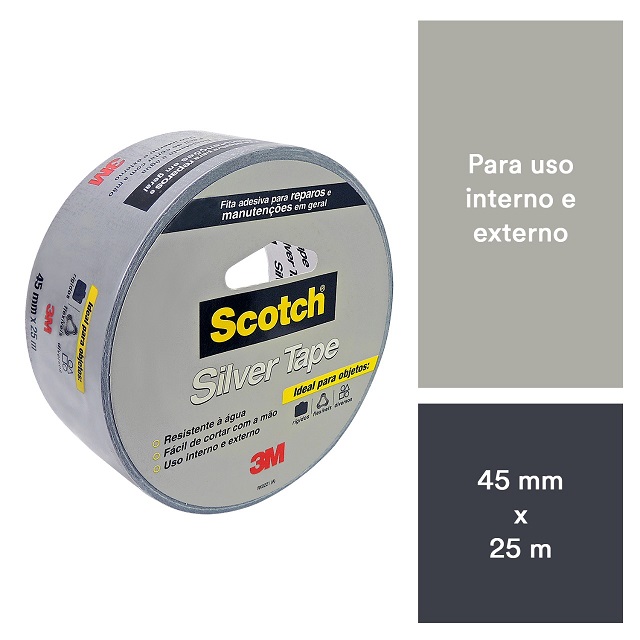 Fita Multiuso Silver Tape Cinza 45mmx25m 3m