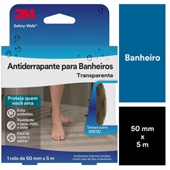 Fita Antiderrapante Banheiro 50mmx5m Transparente (Rolo) 3m Safety-Walk