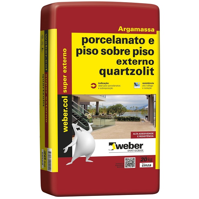 Argamassa Porcelanato Piso Sobre Piso (Externo) Cinza 20kg Quartzolit