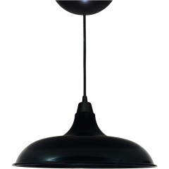 Luminária Pendente Prato Preto 32cm 1 Bocal E-27 Pvc Utc10-25 Utron