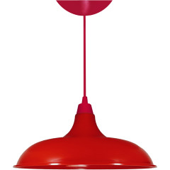Luminária Pendente Prato Vermelho 32 Cm 1 Bocal E-27 Pvc Utc10-27 Utron