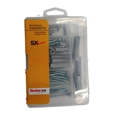 Bucha Sx C/Parafuso Cabeça Chata 40pc10 Sx5, 20 Sx6, 5 Sx8, 5 Sx10 Kit Concreto 603052 Fischer