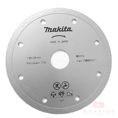 Disco de Corte Diamantado Liso Diâmetro 110mm Furo 20mm Para Porcelanato B-22919 Makita