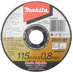 Disco de Corte Abrasivo Para Metal E Inox 115 X 0,8 X 22,23mm B-49797 Makita