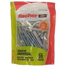 Bucha Ux 8a Com Parafuso Cabeça Chata 30 Peças 600205 Fischer