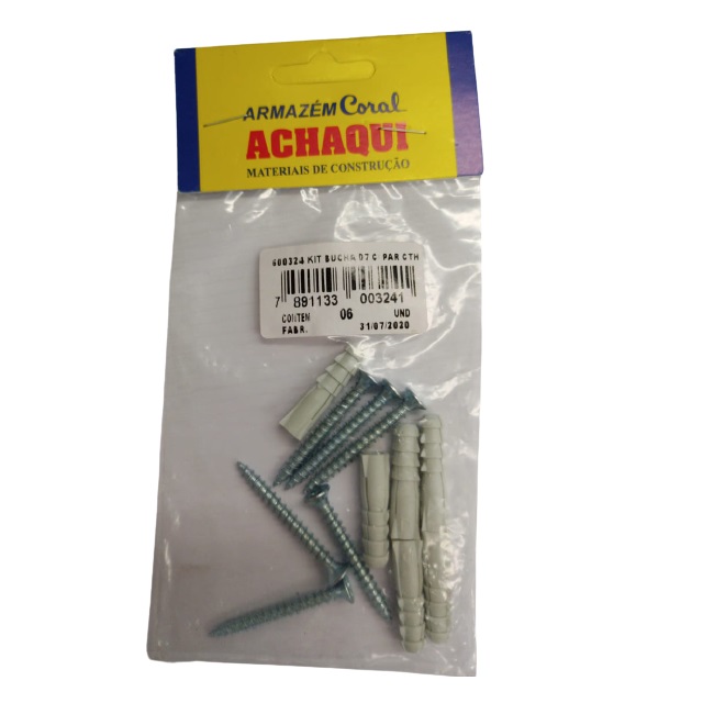 Bucha D 7 Com Parafuso Cabeça Chata Com 6 Peças 600324 Achaqui