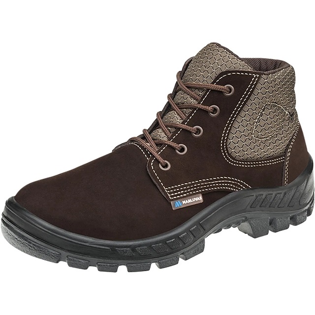 Bota de Couro Nobuck Com Cadarço  Café 38 Solado Pu Bidensidade 50b26-Cb-Bp Trekking Marluvas