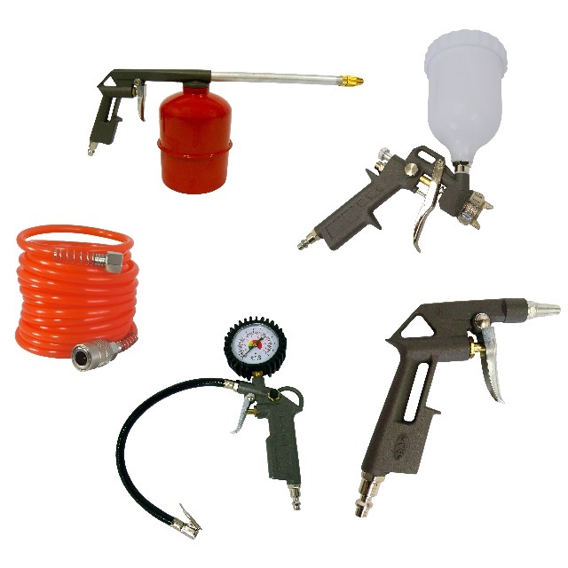 Kit Acessórios Para Compressor Com Pistola de Pintura/ Mangueira Espiral de 4m / Bico de Limpeza/ Bico Pulverizador Com Caneca de Alumínio/ Calibrador Com Manômetro Kt1000 Intech Machine