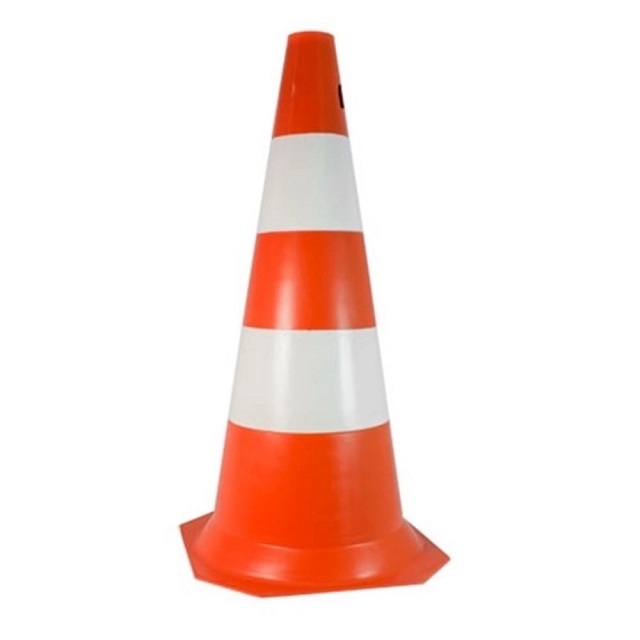 Cone Plástico de Sinalização 75 Cm 2 Faixas Laranja E Branco Plastcor