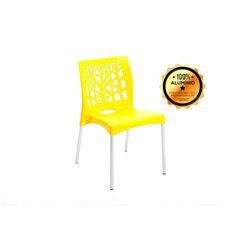 Cadeira Em Polipropileno Nature Amarela Pés Em Alumínio Forte Plástico
