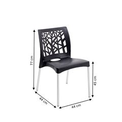 Cadeira Em Polipropileno Nature Preta Pés Em Alumínio Forte Plástico