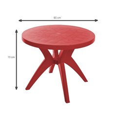 Mesa Redonda 90cm Em Polipropileno Deluxe Vermelha Forte Plástico