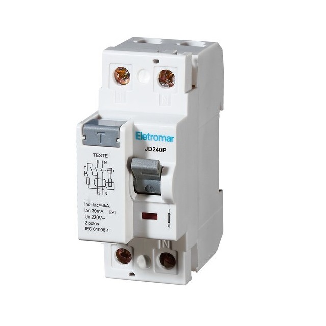 Interruptor Diferencial 1P+N 25A 30mA 6KA Clase C - Protección Contra Descargas Eléctricas Para Hogar Y Oficina