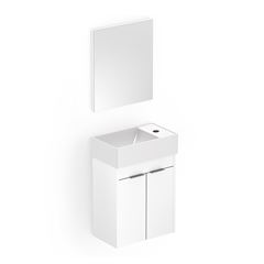 Gabinete Para Banheiro Em Mdp Com Lavatório E Espelho 40 X 22 Cm Saveiro Branco B60000m260 Celite