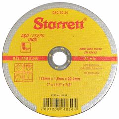 Disco de Corte Abrasivo Para Metal, Aço E Inox 178 X 1,6 X 22,23mm Dac180-24 Starret