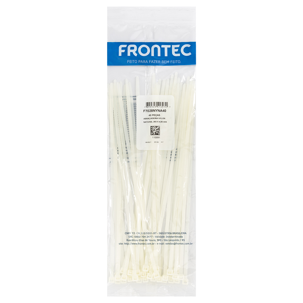 Abraçadeira Nylon Natural 283x4,80mm C/40 Peças F7028nyna50 Frontec