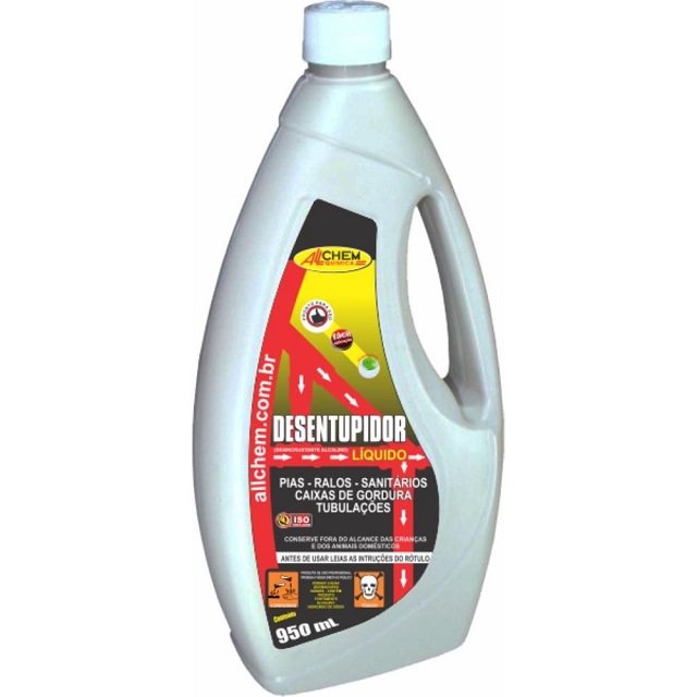 Desentupidor Líquido Para Ralos Pias Sanitários Caixa de Gorduras Tubulações 950ml(5412) Allchem