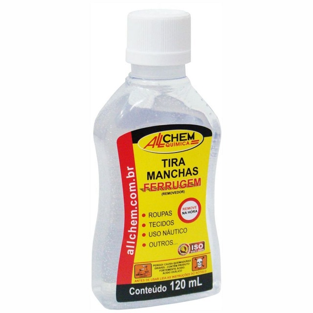 Tira Manchas de Ferrugem Em Roupas Tecidos Em Geral Uso Náutico E Outros 110ml(2769) Allchem