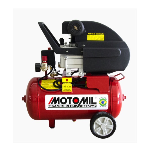 Motocompressor 2hp 220v 210 Litros/Minuto 24 Litros 120 Lbf/Pol² Cmi-7,6/24br 378102 Motomil