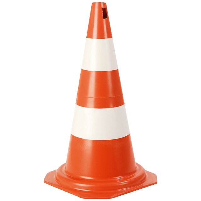 Cone Plástico de Sinalização Refletivo 75 Cm 2 Faixas Laranja E Branco Plastcor