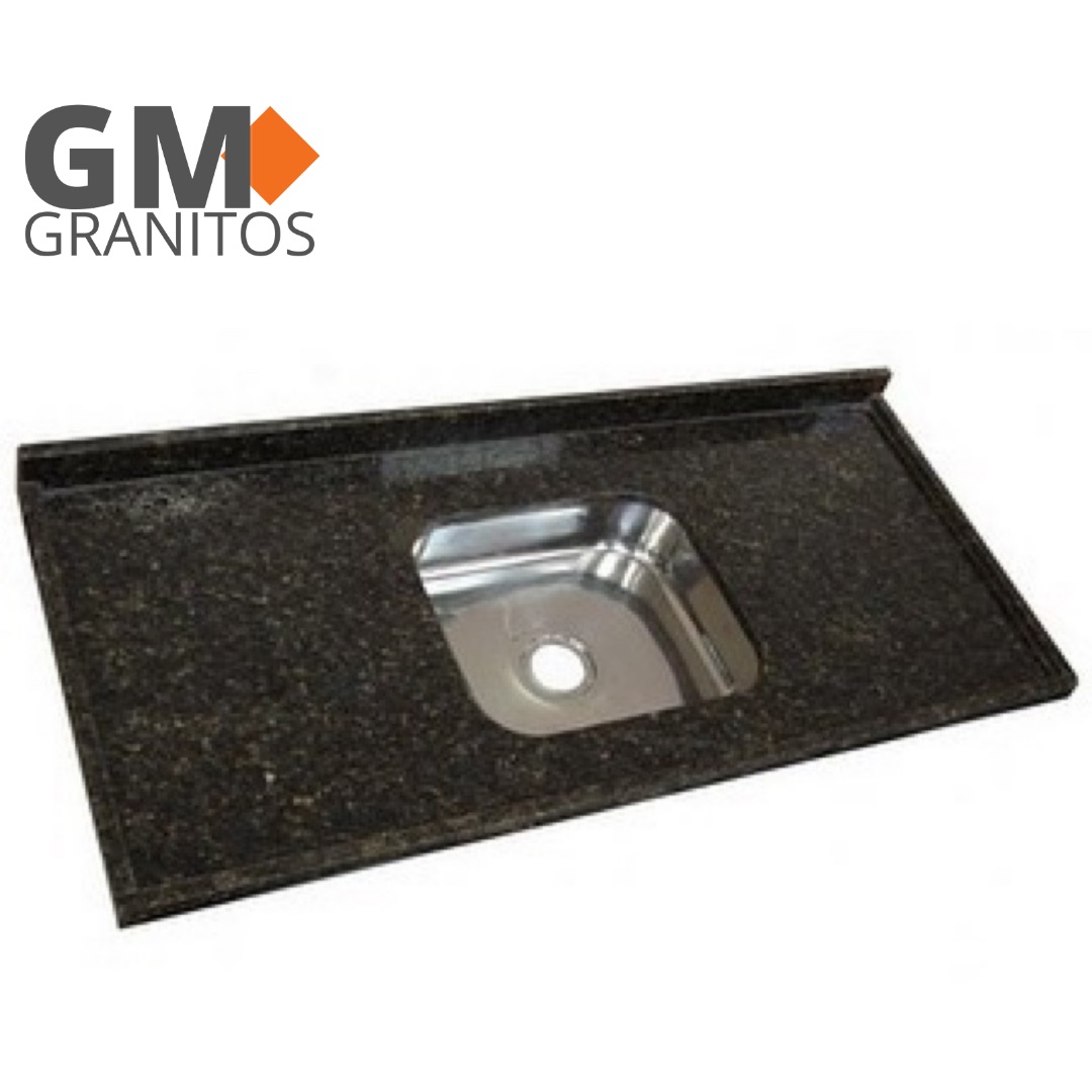 Pia Granito 120x55cm Verde Ubatuba Com 1 Cuba Aço Inox430(46x30x11cm)Sem Válvula Gm Granitos