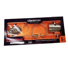 Kit de Acessórios Para Banheiro Em Alumínio E Inox 5 Peças Standard 1700 Clarainox