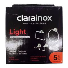 Kit de Acessórios Para Banheiro Em Alumínio E Inox 5 Peças Light 46020 Clarainox