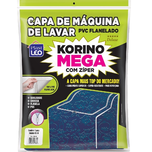 Capa Para Máquina de Lavar Em Pvc Flanelada Korino Mega Lisa Com Zíper Tam.G 69x66x91cm Ref.760/G Plast Leo