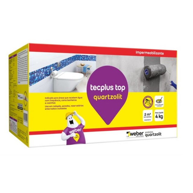 Tecplus Top Argamassa Polimérica Bicomponente Impermeabilizante Para Reservatórios 4kg Quartzolit