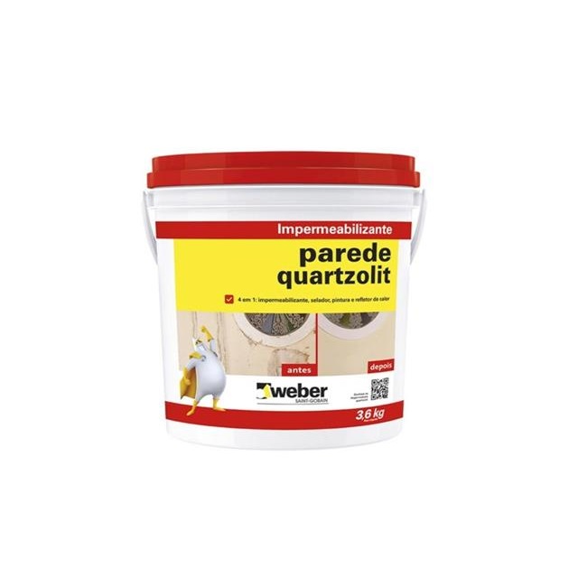 Parede Branco Impermeabilizante Acrílico Elástico E Impermeável Para Superfíceis Externas 3,6kg Quartzolit