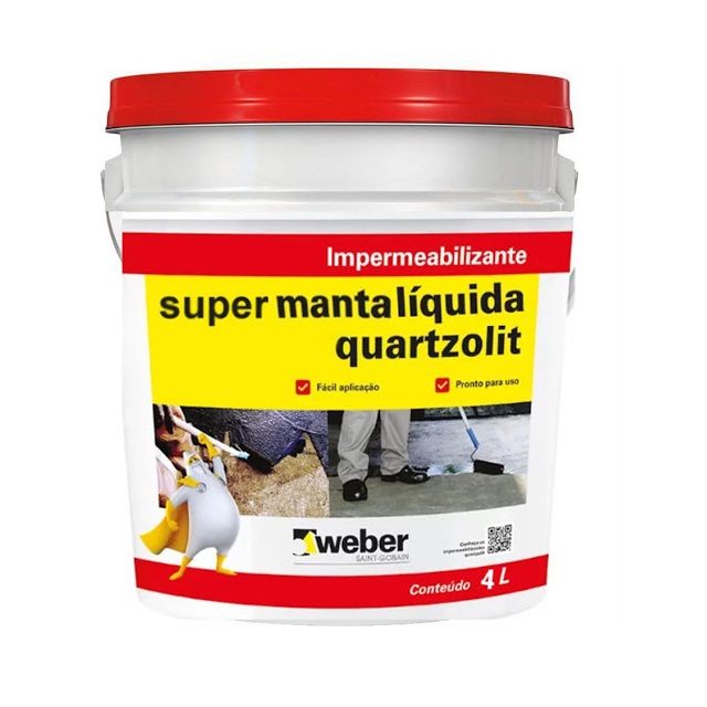 Super Manta Líquida Branca Flexível Para Impermeabilização de Coberturas Com Ou Sem Trânsito 4kg Quartzolit