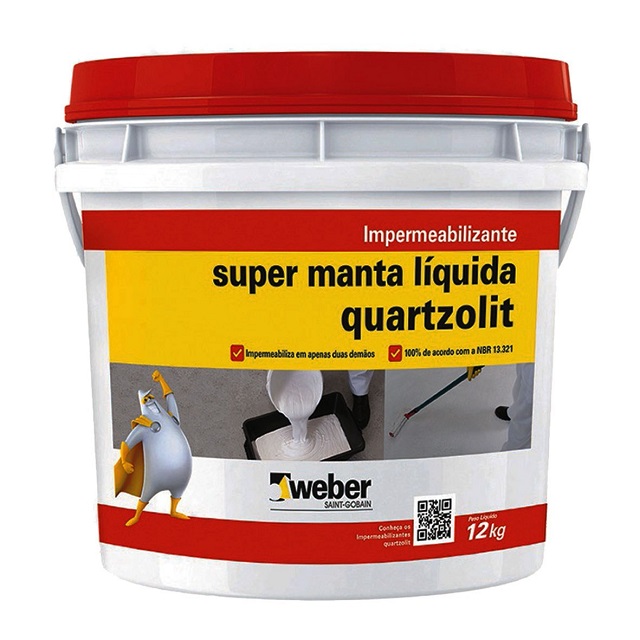 Super Manta Líquida Branca Flexível Para Impermeabilização de Coberturas Com Ou Sem Trânsito 12kg Quartzolit