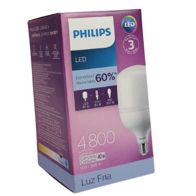 Lâmpada Led Bulb T Alta Potência E27 40w 3000lm 6500k Branca Philips