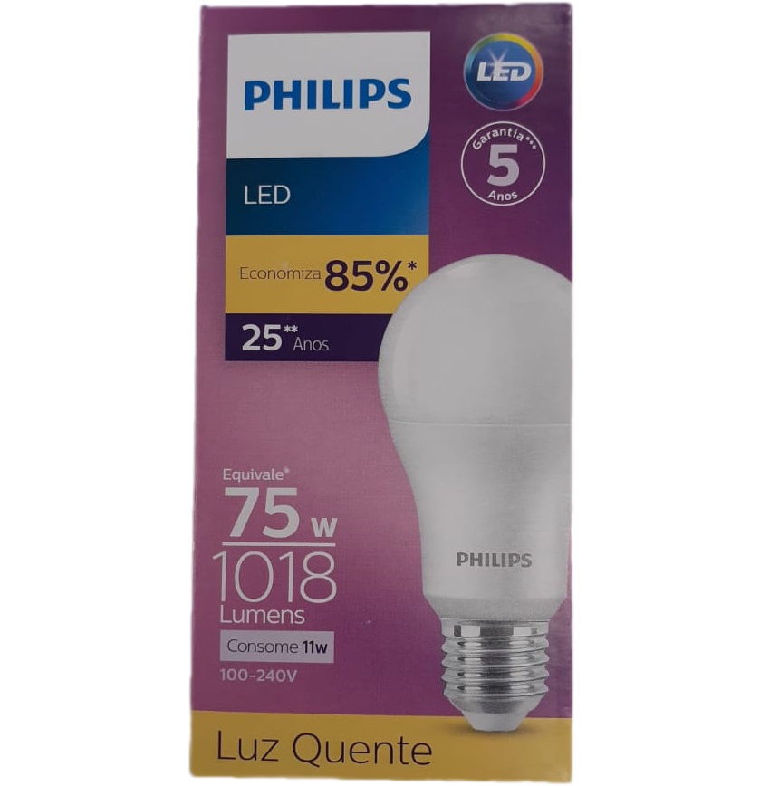 Lâmpada Led Bulb A65 E27 11w 1018 Lm 3000k Am Philips