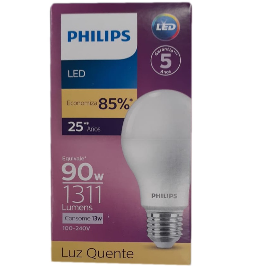 Lâmpada Led Bulb A65 E27 13w 1311lm 3000k Am Philips