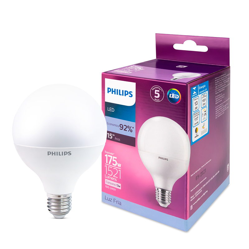 Lâmpada Led Bulb Globo E27 13w 1521lm 6500k Br Philips