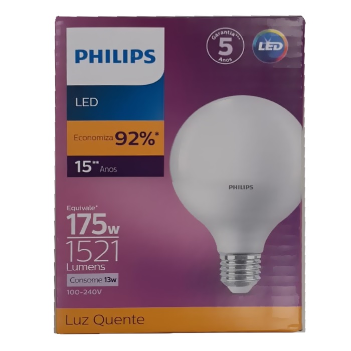 Lâmpada Led Bulb Globo E27 13w 1521lm 2700k Am Philips