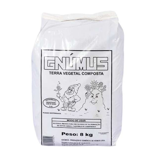 Terra Vegetal Composta Para Vasos Hortas Pomares Jardim 8kg Gnúmus