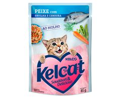 Alimento Úmido Para Gatos Peixe Ervilha E Cenoura Sachê 85g Kelcat