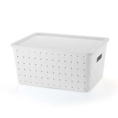 Cesto Prático Rattan (41x30,5x19,5cm) 21l Branco 1605br Plasnorthon