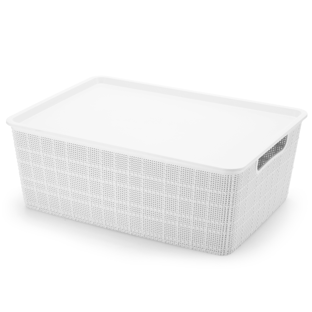 Cesto Home Organizer Com Tampa (36,5x26,5x14cm) 10,5l Branco 1720t-Br Plasnorthon