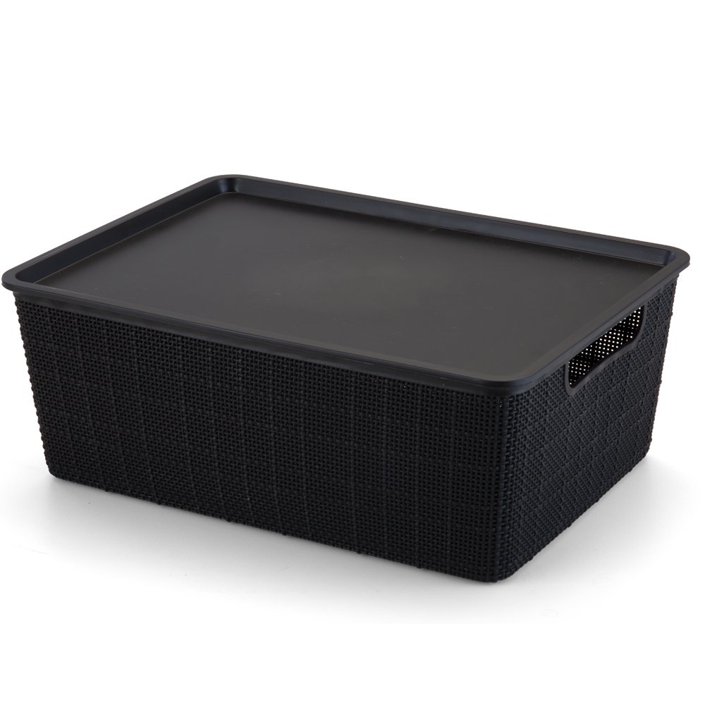 Cesto Home Organizer Com Tampa (36,5x26,5x14cm) 10,5l Preto 1720t-Pr Plasnorthon