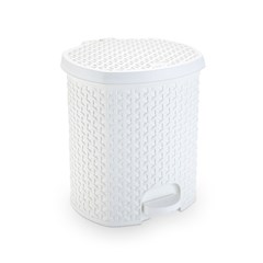 Lixeira Polipropileno Com Pedal 6 Litros Rattan Branca 1575br Plasnorthon