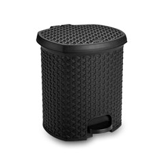 Lixeira Polipropileno Com Pedal 6 Litros Rattan Preta 1575pr Plasnorthon