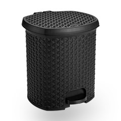 Lixeira Polipropileno Com Pedal 15 Litros Rattan Preta 1580pr Plasnorthon