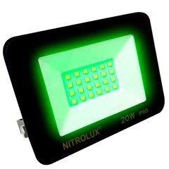 Refletor Led Slim Luz Verde 20w 1.300lm Bivolt 5716 Preto Nitrolux