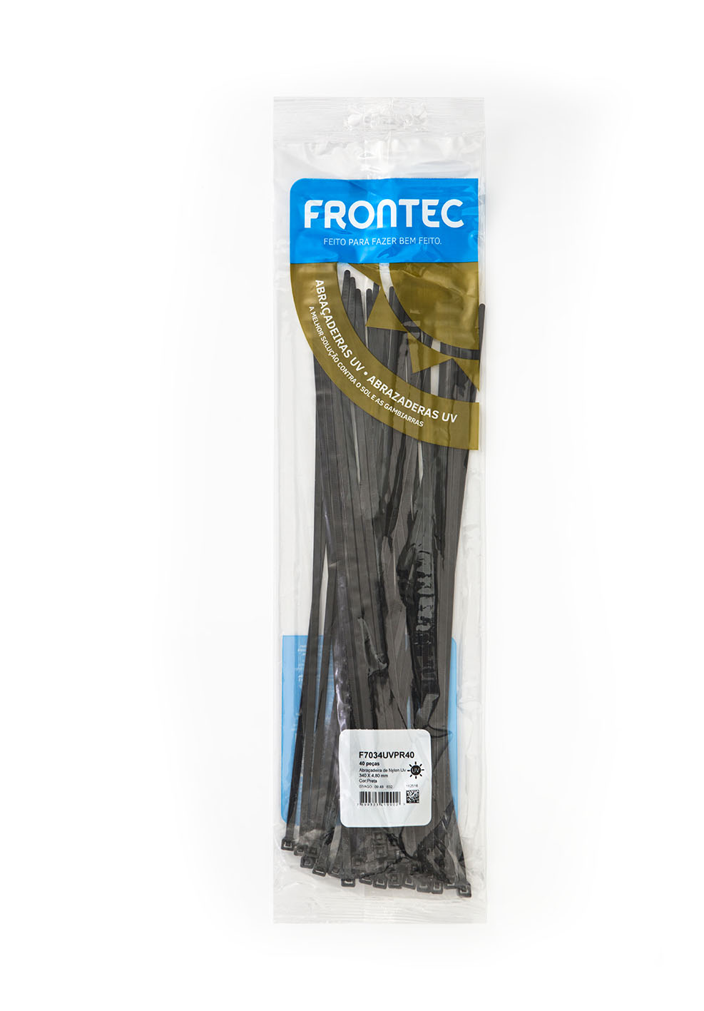 Abraçadeira Nylon Uv Preta 340x4,80mm C/40 Peças F7034uvpr40 Frontec