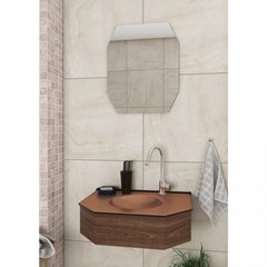 Lavabo Em Mdf Cuba Moldada E Espelho Cris-Decor 55x43cm 945 Crismetal