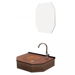 Lavabo Em Mdf Cuba Moldada E Espelho Cris-Decor 55x43cm 945 Crismetal