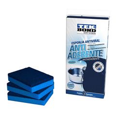 Esponja Antiaderente Antiviral Azul C/3 Unidades 14361000334 Tekbond